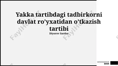 yakka tartibdagi tadbirkorni davlat ro’yxatidan o’tkazish tartibi — PPTX