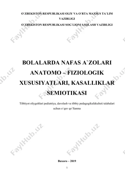 bolalarda nafas a`zolari anatomo – fiziologik xususiyatlari, kasalliklar semiotikasi — PDF