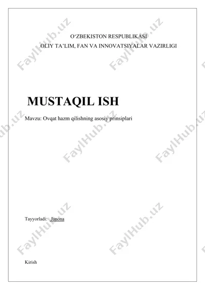 ovqat hazm qilishning asosiy prinsiplari — DOCX