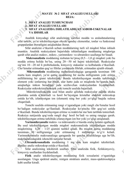 sifat analizi usullari — DOC