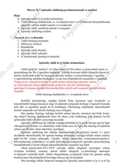 iqtisodiy tahlilning predmeti, metodi va usullari — DOC