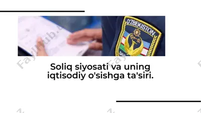 soliq siyosati va uning iqtisodiy o'sishga ta'siri — PDF
