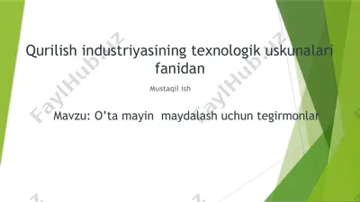 qurilish industriyasining texnologik uskunalari fanidan mustaqil ish — PPTX
