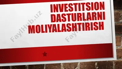 investitsion dasturlarni moliyalashtirish — PPTX
