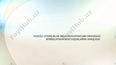 korrelatsiya o'simliklar belgilaridan — PPTX
