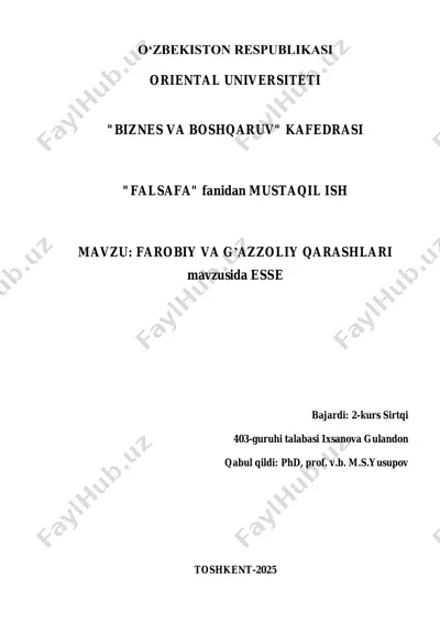 esseda "farobiy va g‘azzoliy qarashlari tahlili" — PDF