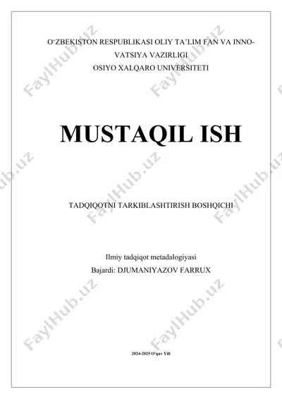 ilmiy tadqiqotni tarkiblashtirish boshqichi — DOCX