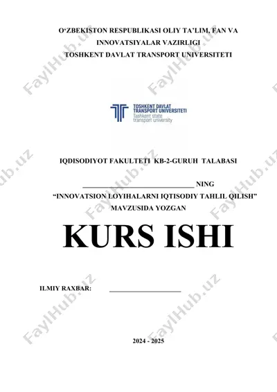 "innovatsion loyihalarni iqtisodiy tahlil qilish" kurs ishi — DOCX