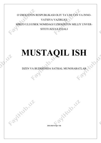 dzen va buddizmda satsial munosabatlar — DOCX