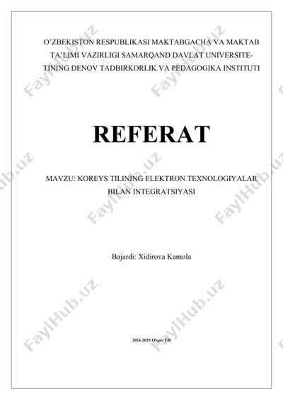 koreys tilining elektron texnologiyalar bilan integratsiyasi — DOCX
