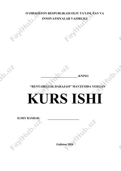 "rentabellik darajasi mavzusida yozgan kurs ishi" — DOCX