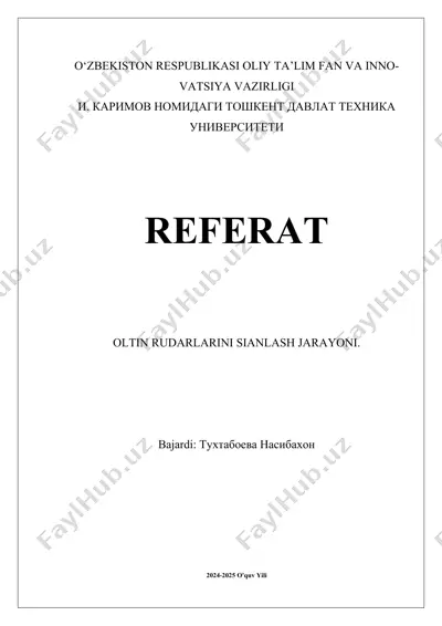 oltin rudalarini sianlash jarayoni — DOCX