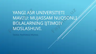 ijtimoiy moslashuv va bolani anglash — PPTX