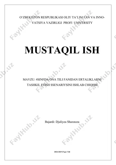 4-sinfdagi ona tilini o'rganish uchun ertaliklar tashkil etish ssenariyi — DOCX