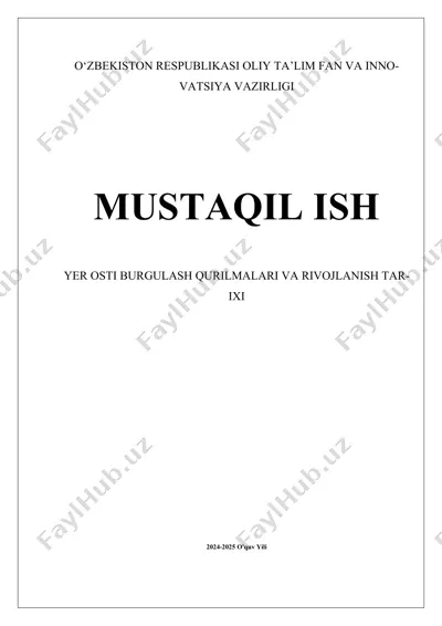 yer osti burgulash qurilmalari va rivojlanish tarixi — DOCX