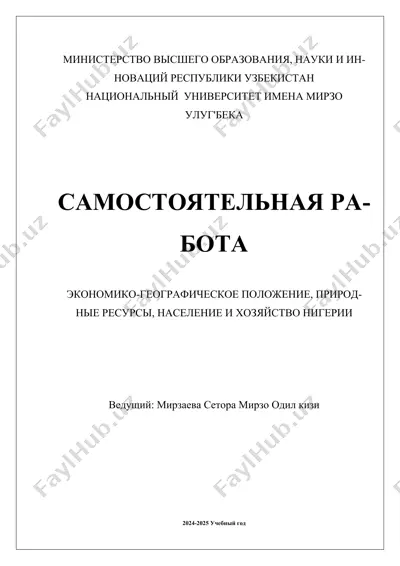 ekonomiko-geograficheskoe polojenie, prirodnie resursi, naselenie i xozyaystvo nigerii — DOCX
