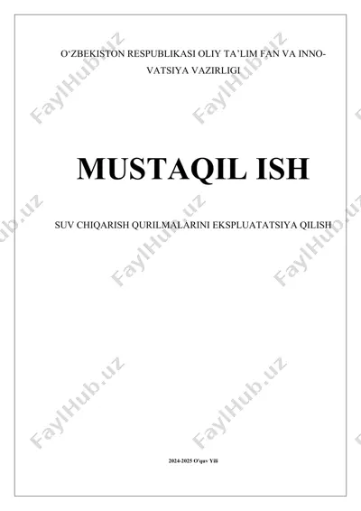 suv chiqarish qurilmalarini ekspluatatsiya qilish — DOCX