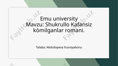 shukrullo kafansizko‘milganlar romani — PPTX