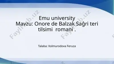 onore de balzak saĝri teri tilsimi romani — PPTX
