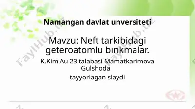 heteroatomli birikmalar — PPTX