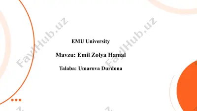 emil zolya yozgan roman hamal — PPTX