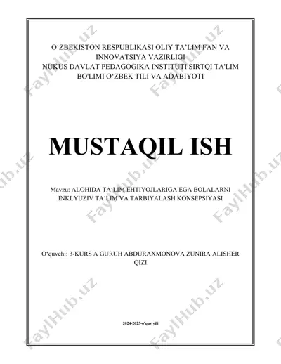 inklyuziv ta'lim va tarbiyalash konsepsiyasi — DOCX