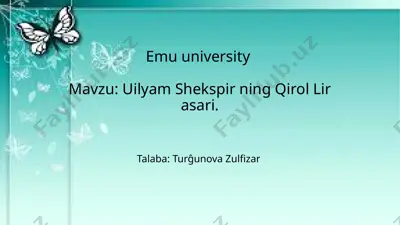 uilyam shekspirning qirol lirasari — PPTX