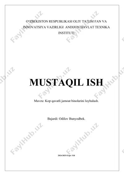 kop qavatli jamoat binolarini loyhalash — DOCX