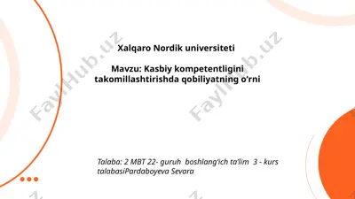 kasbiy kompetentligini takomillashtirishda qobiliyatning oʻrni — PPTX