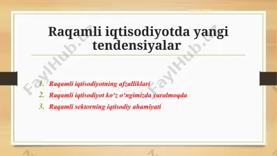 raqamli iqtisodiyotda yangi tendensiyalar — PPTX