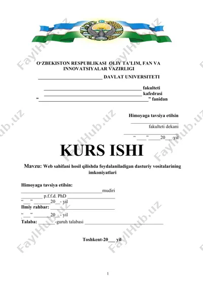 web sahifani hosil qilishda foydalaniladigan dasturiy vositalarining imkoniyatlari — DOCX