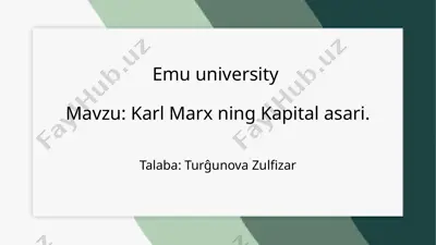 kapital: siyosiy iqtisodning tanqidi — PPTX