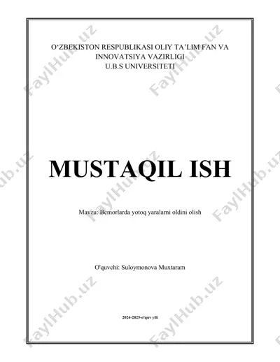 yotoq yaralarni oldini olish — DOCX