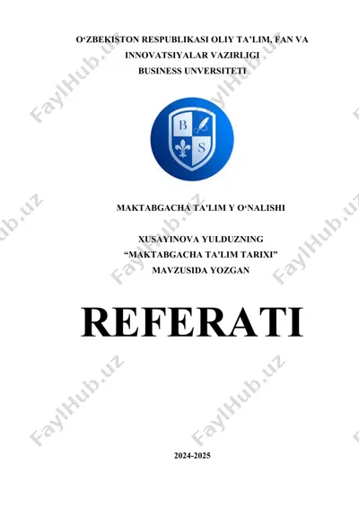 "maktabgacha ta'lim tarixi referati" — DOCX