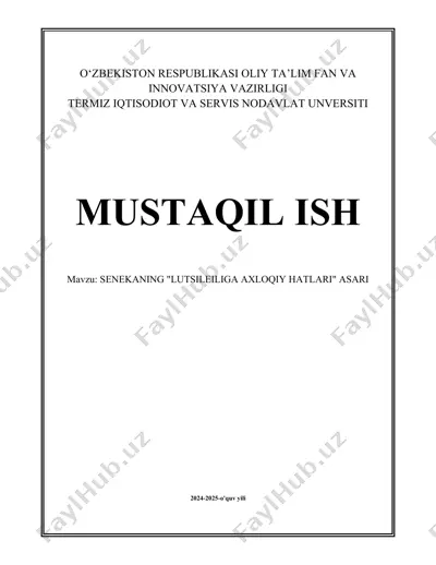 senekaning "lutsileiliga axloqiy hatlari" asari — DOCX