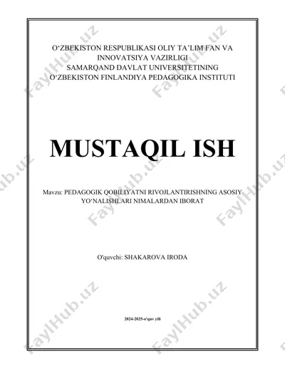 pedagogik qobiliyatni rivojlantirishning asosiy yoʻnalishlari — DOCX