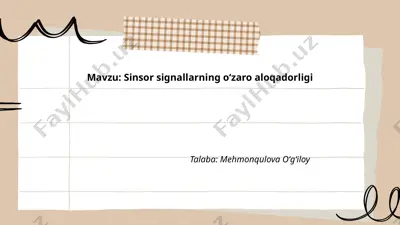 sinsor signallarning oʻzaro aloqadorligi — PPTX