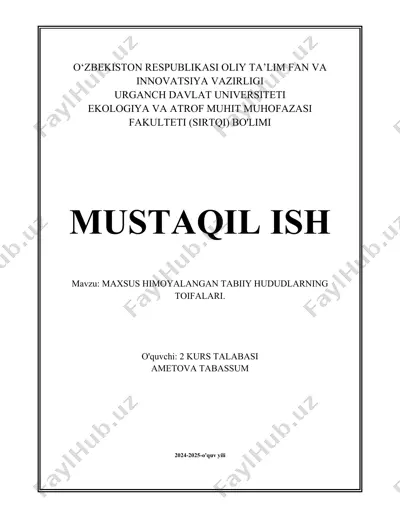 qonuniy muhofaza qilinadigan tabiiy hududlar — DOCX