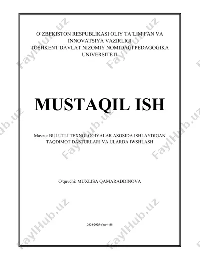 bulutli texnologiyalar asosida ishlaydigan taqdimot dasturlari va ular bilan ishlash — DOCX