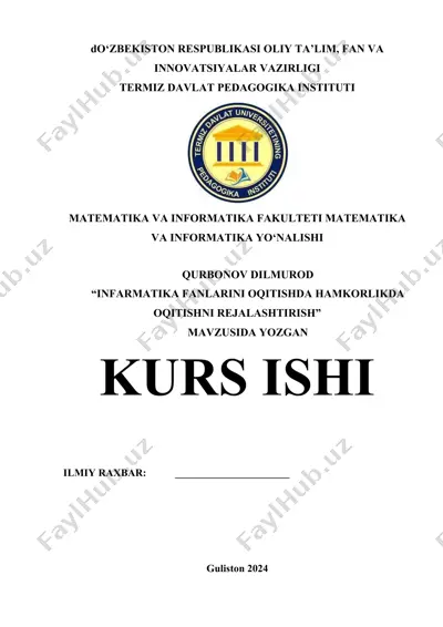 "infarmatika fanlarini oqitishda hamkorlikda oqitishni rejalashtirish" — DOCX