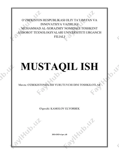 o'zbekistonda diniy tashkilotlar va ularning roli — DOCX