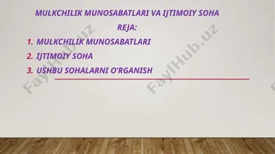 mulkchilik munosabatlari va ijtimoiy soha — PPTX