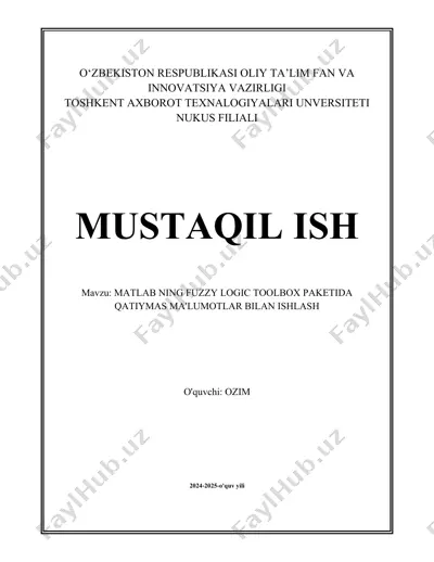 matlab ning fuzzy logic toolbox paketida qatiymas ma'lumotlar bilan ishlash — DOCX