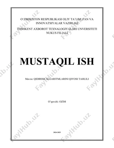 qidiruv algoritmlarini qiyosiy tahliil — DOCX