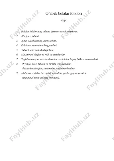 o’zbek bolalar folklori — DOCX