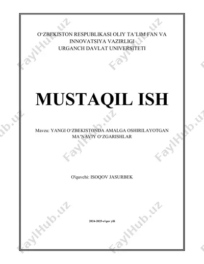 yangi o‘zbekistonda amalga oshirilayotgan ma‘naviy o‘zgarishlar — DOCX