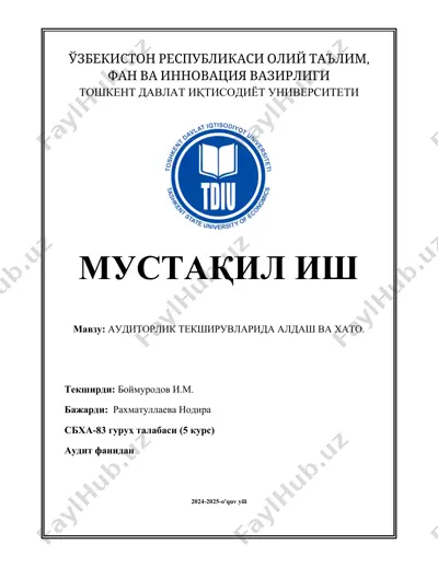 auditorlik tekshiruvlarida aldash va xato — DOCX