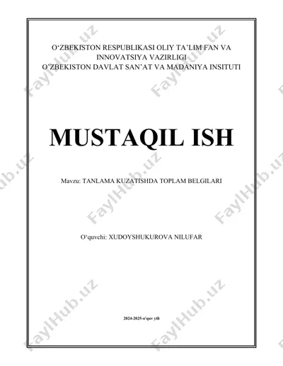 tanlama kuzatishda toplam belgilari — DOCX