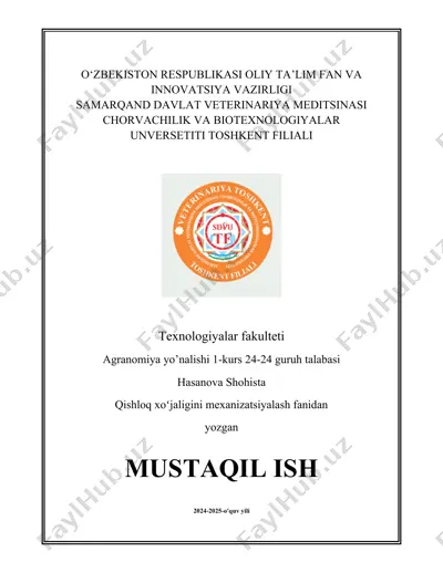traktor va avtomobillarning tasnifi va asosiy qismlari — DOCX