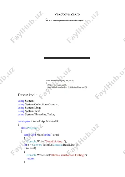 maksimal qiymat topish — DOCX